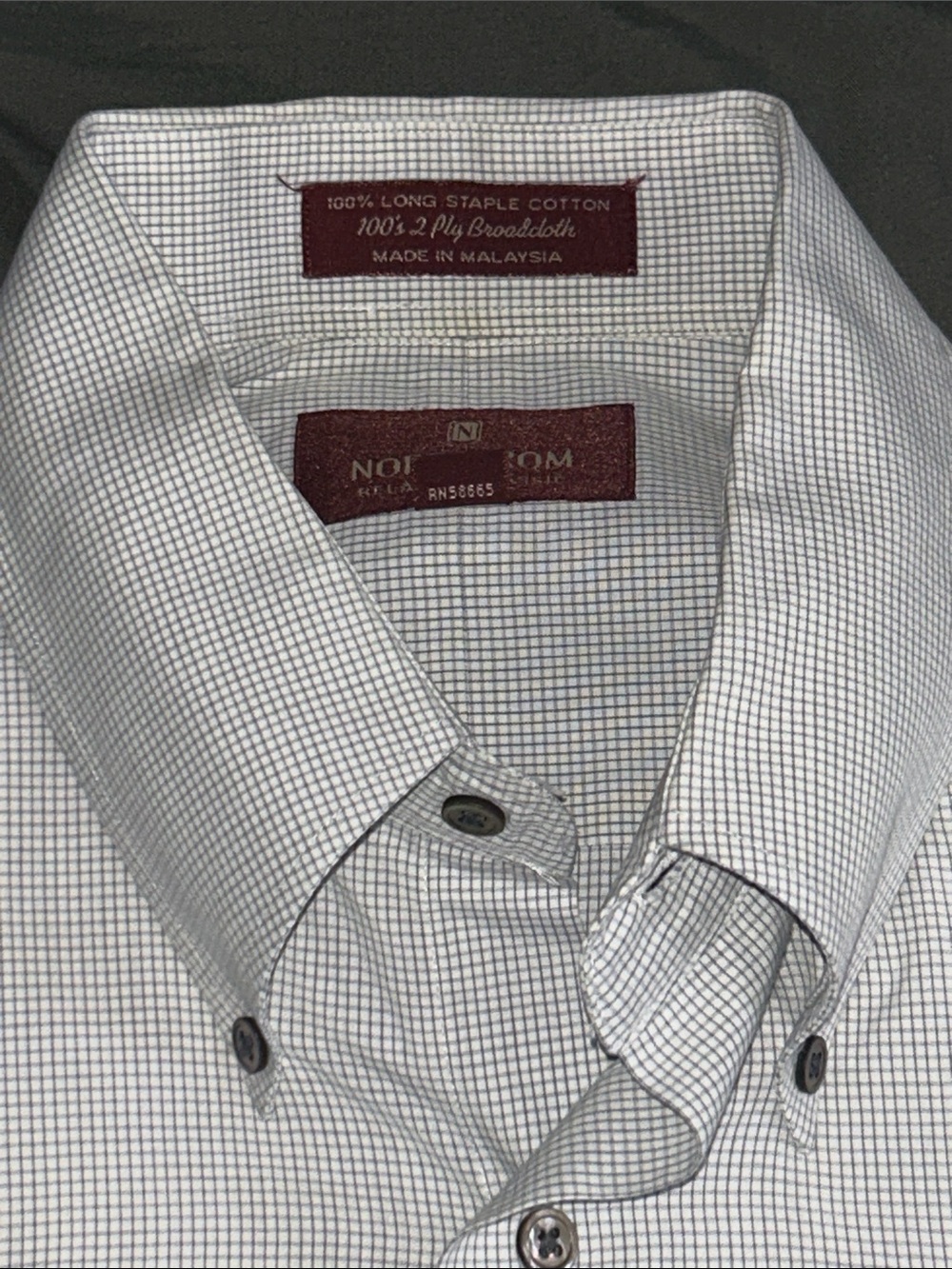 Nordstrom Men’s Light Gray white Micro Checked Button-Down Dress Shirt - Picture 11 of 11
